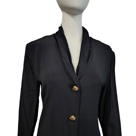 2110 by Jules Black Long Sleeved T Shirt Dress Metal Shell Buttons - Picture 7 of 14